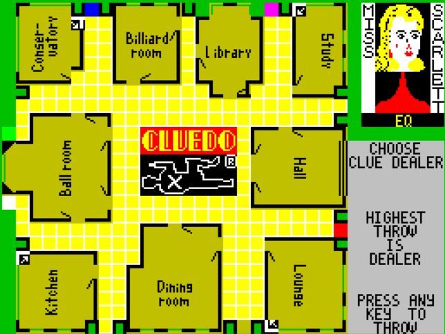 Cluedo - ZX Spectrum game screenshot (1985) by Leisure Genius